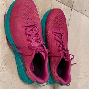Hoka Rincon 3 Women's Fuchsia and Turquoise running sneakers